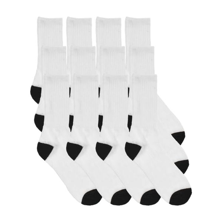 Adult Sports Crew Socks - White/Black 2