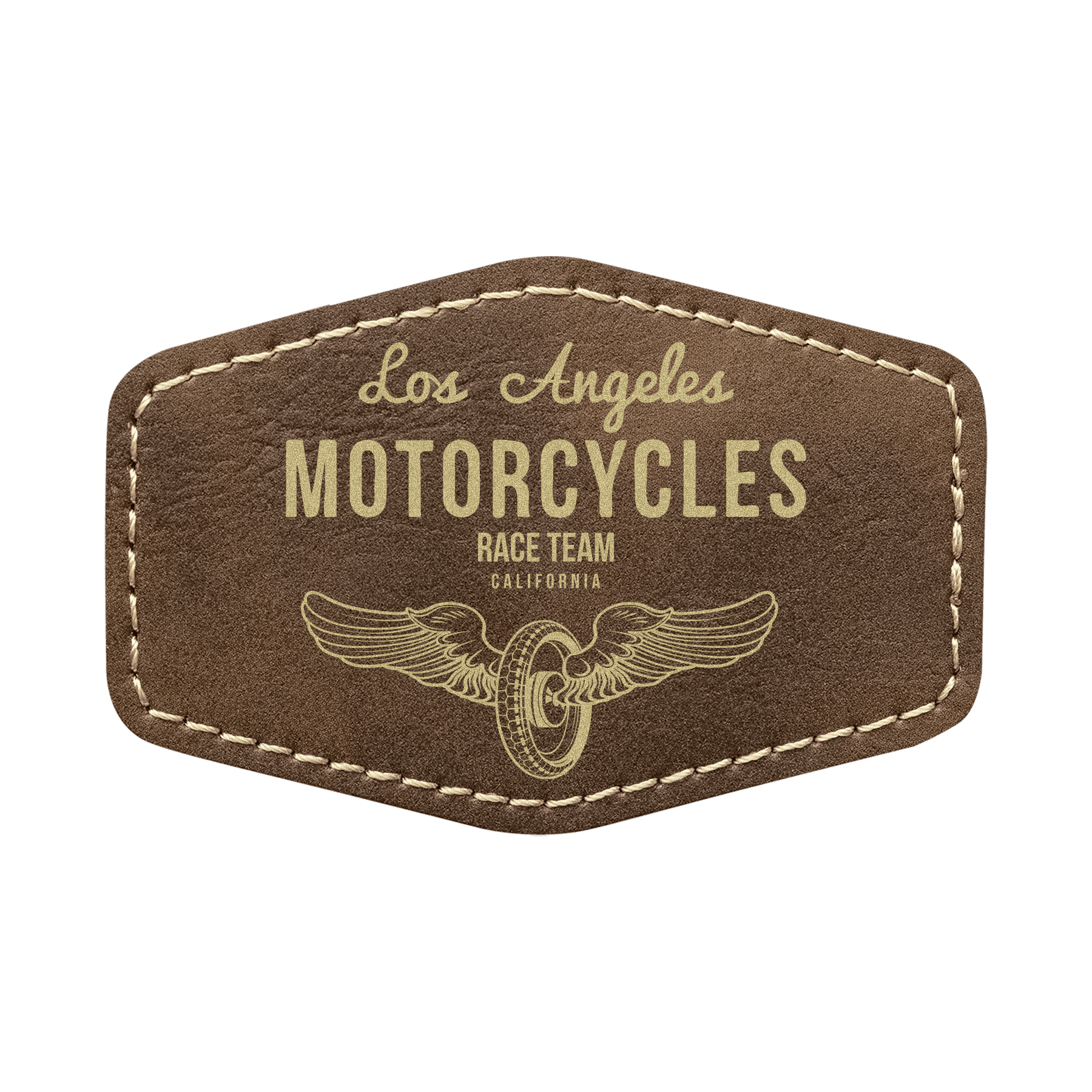 3" x 2" Leatherette Hexagon Patch with Adhesive 34