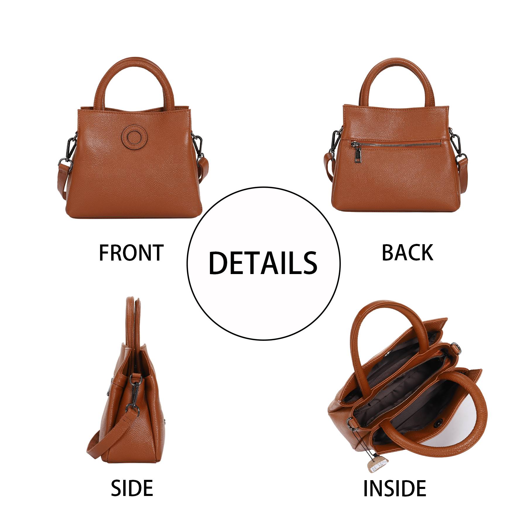 Genuine Leather large capacity stylish Bucket tote bag 8