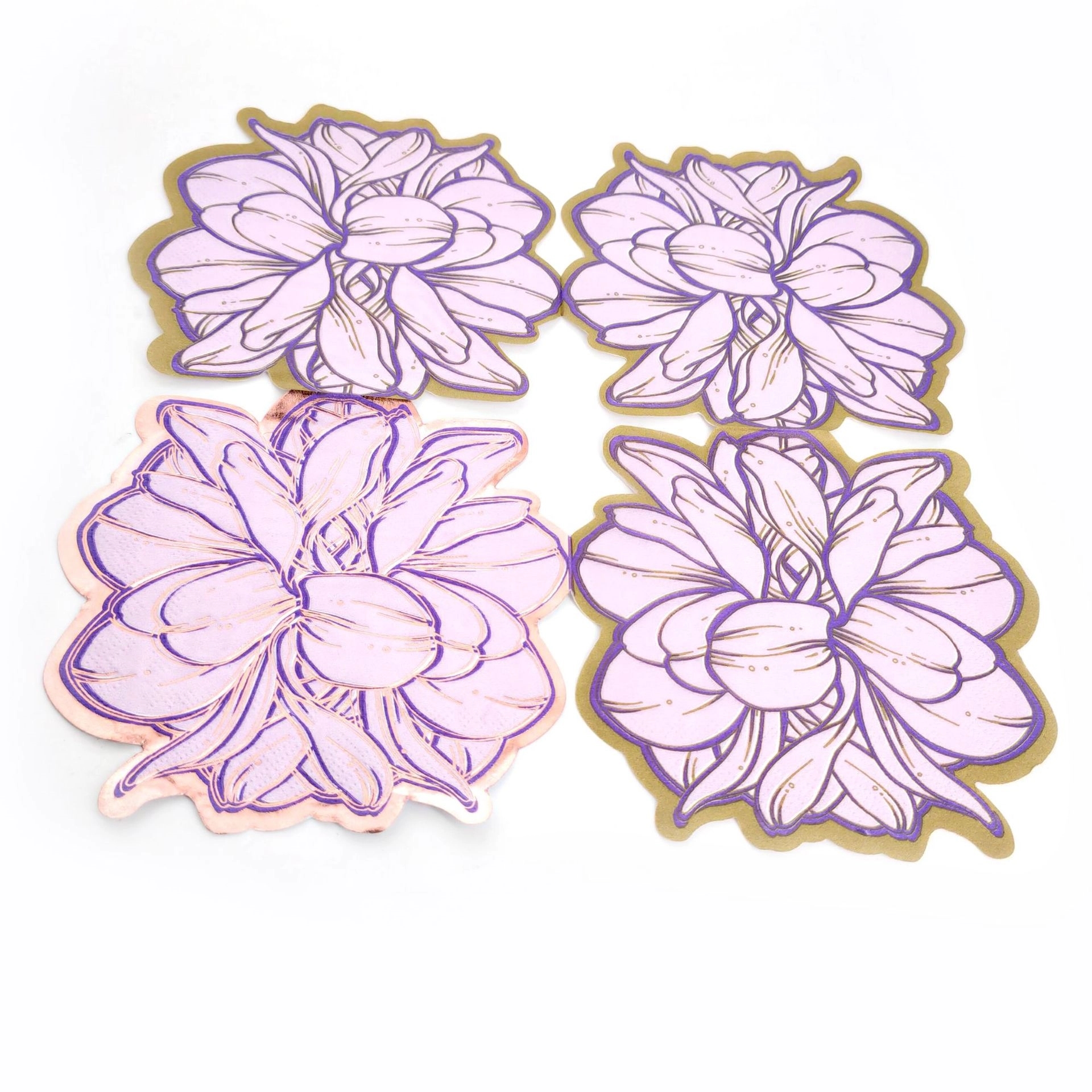 Custom Gold Foil Coterie Floral Paper Dinner Napkins 3