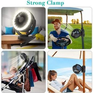 Rechargeable Camping Lantern Clip-On Fan With Hanging Hook 1