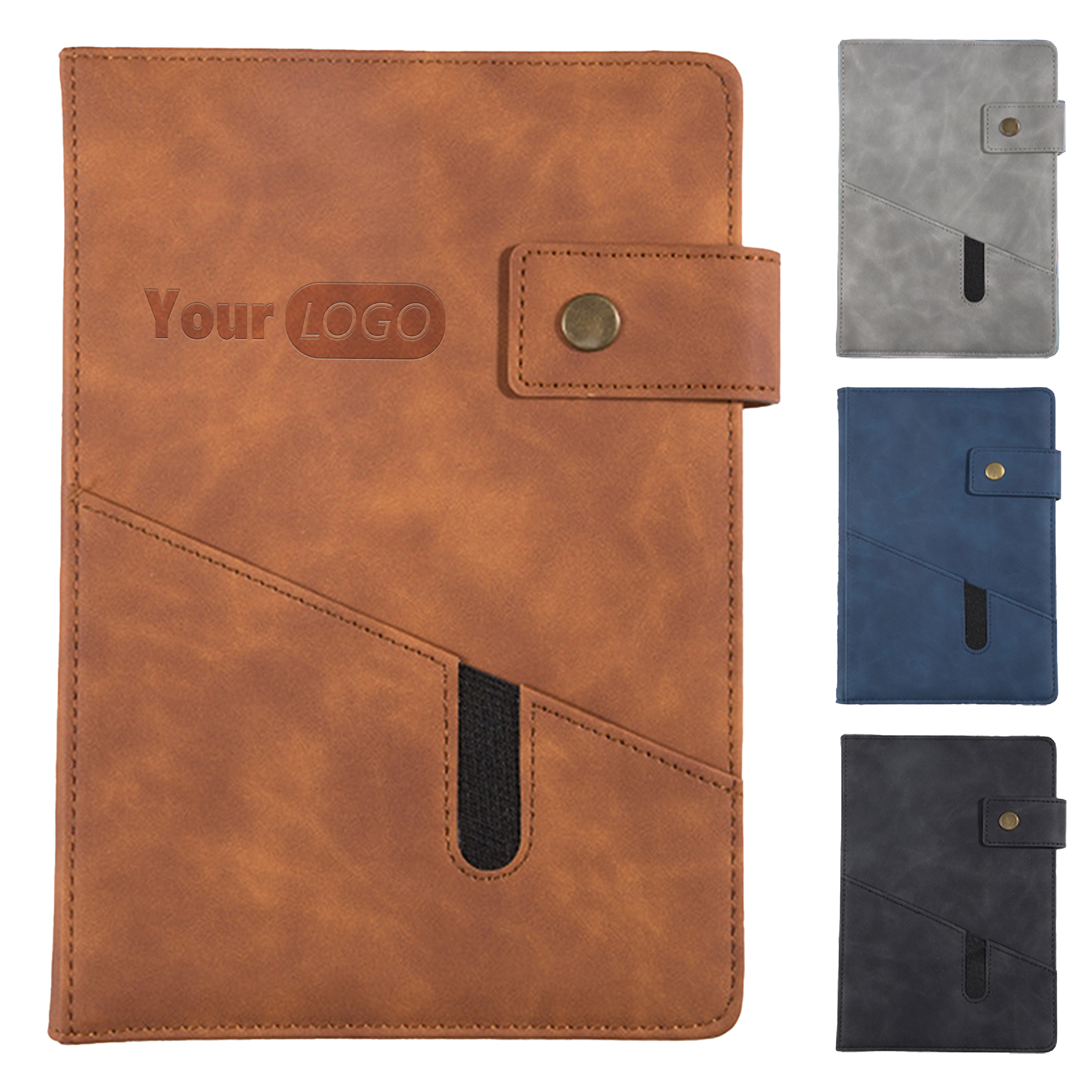 Polyurethane Stylish Leather Notebook Cover With Button Closure 10