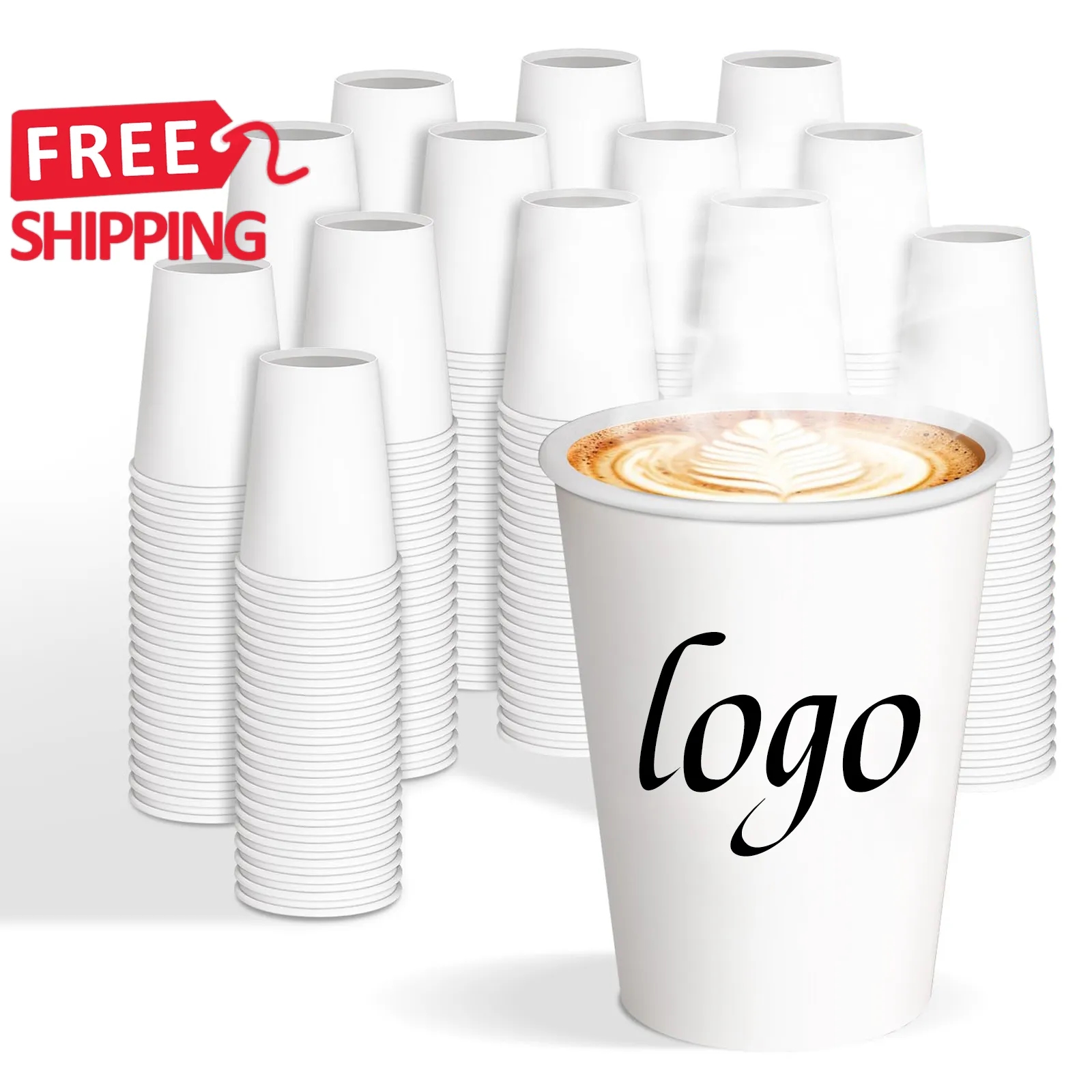 White Disposable Paper Coffee Cup Hot Cold Beverage Drinking 9