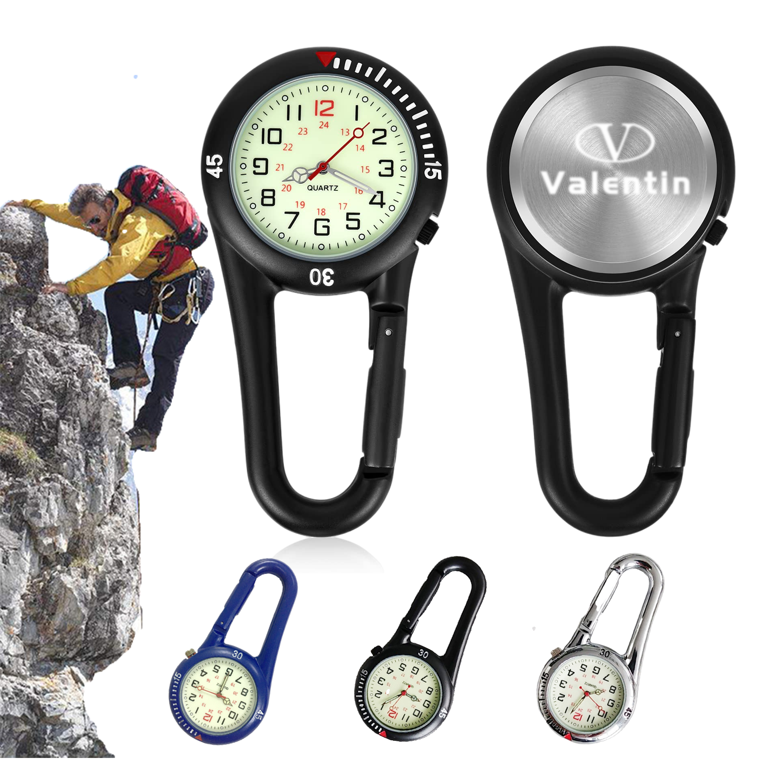 Carabiner Luminous Pocket Watch 3