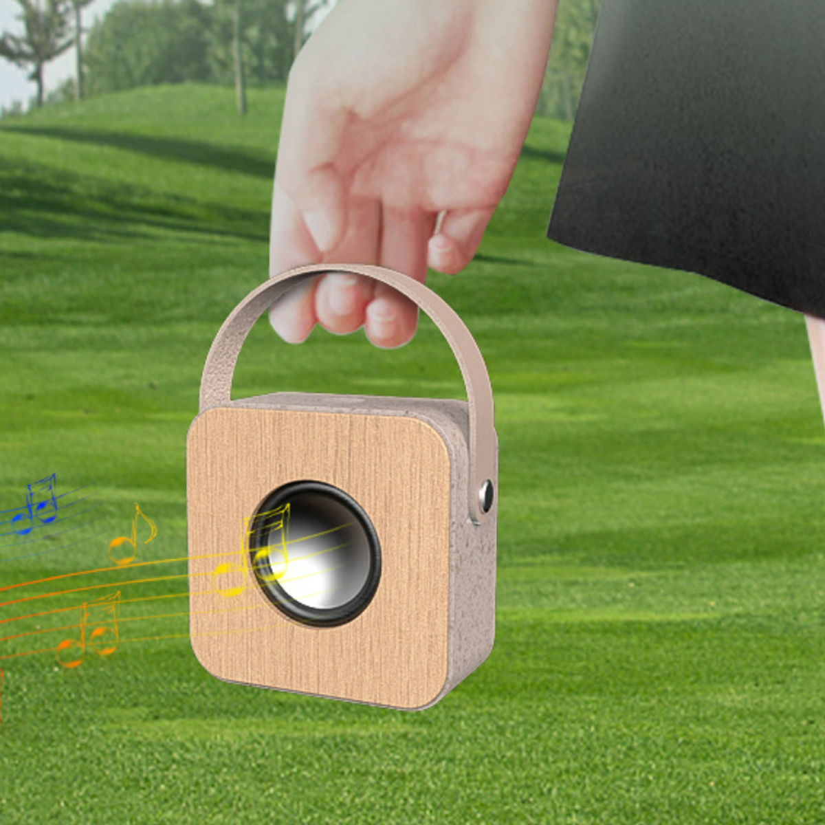 Portable Wooden Bluetooth Speaker with Carry Handle 8