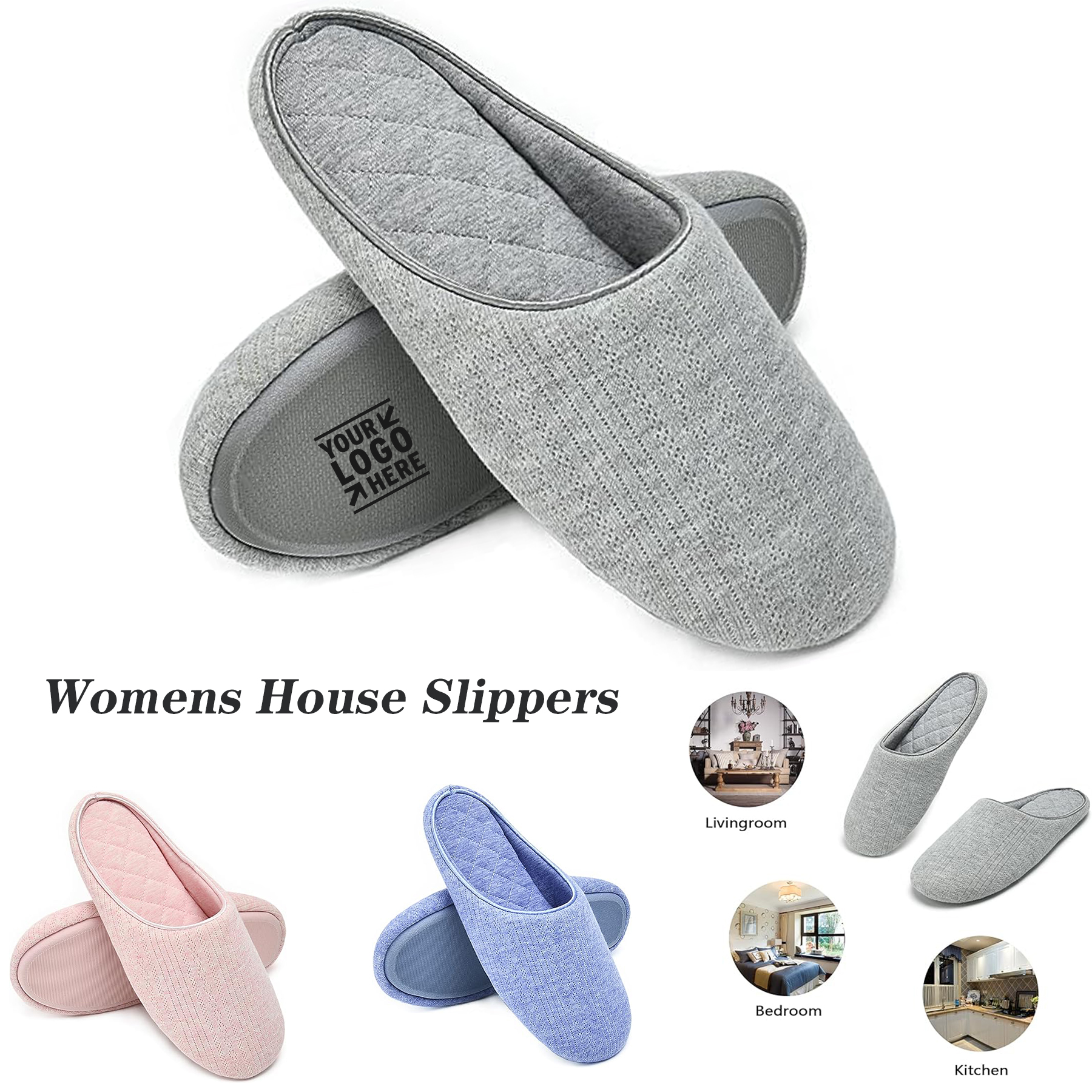 Womens Bedroom Lightweight Indoor Soft Cozy Memory Foam Cotton House Slippers 2