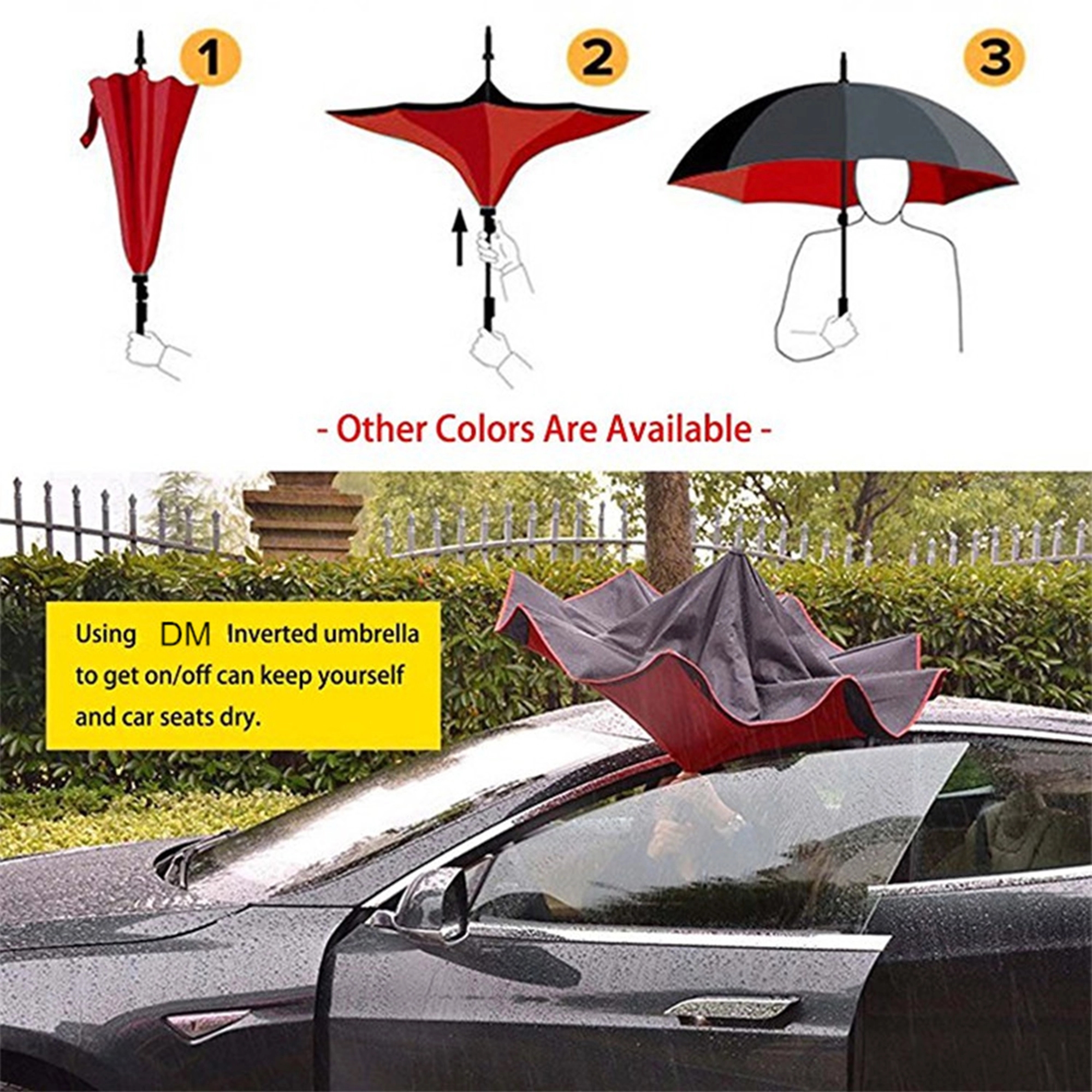 Inverted Umbrella With C-shaped Handle MOQ 50PCS 2