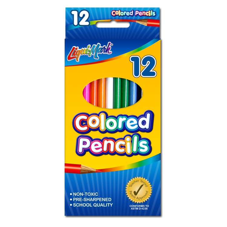 12 Pack Colored Pencils 7" Pre-Sharpened - Assorted Colors