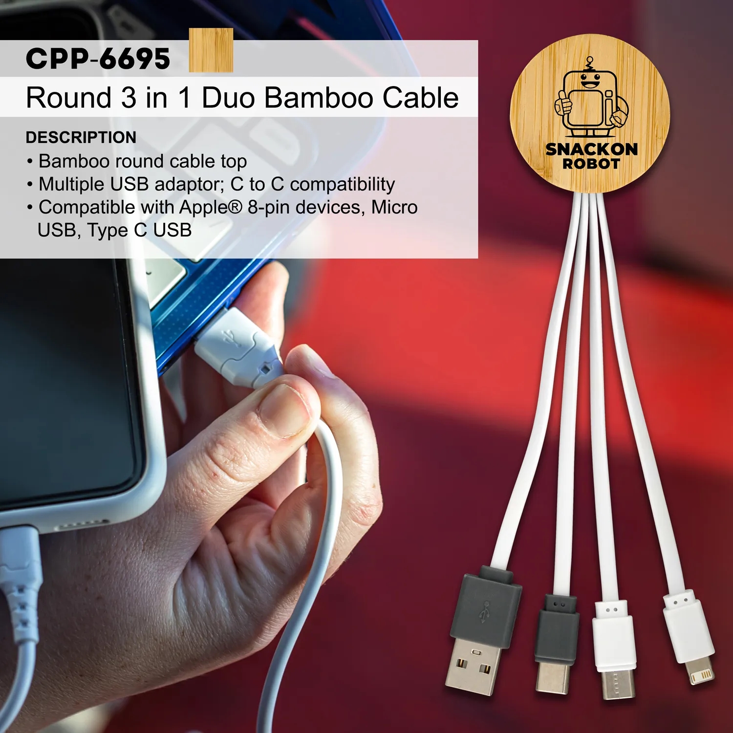 ROUND 3 IN 1 DUO BAMBOO CABLE 8