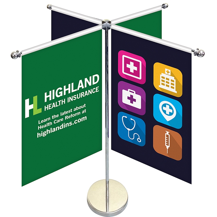 11-19.7" Metal Telescopic Flagpole with Four Double Sided Banners 2