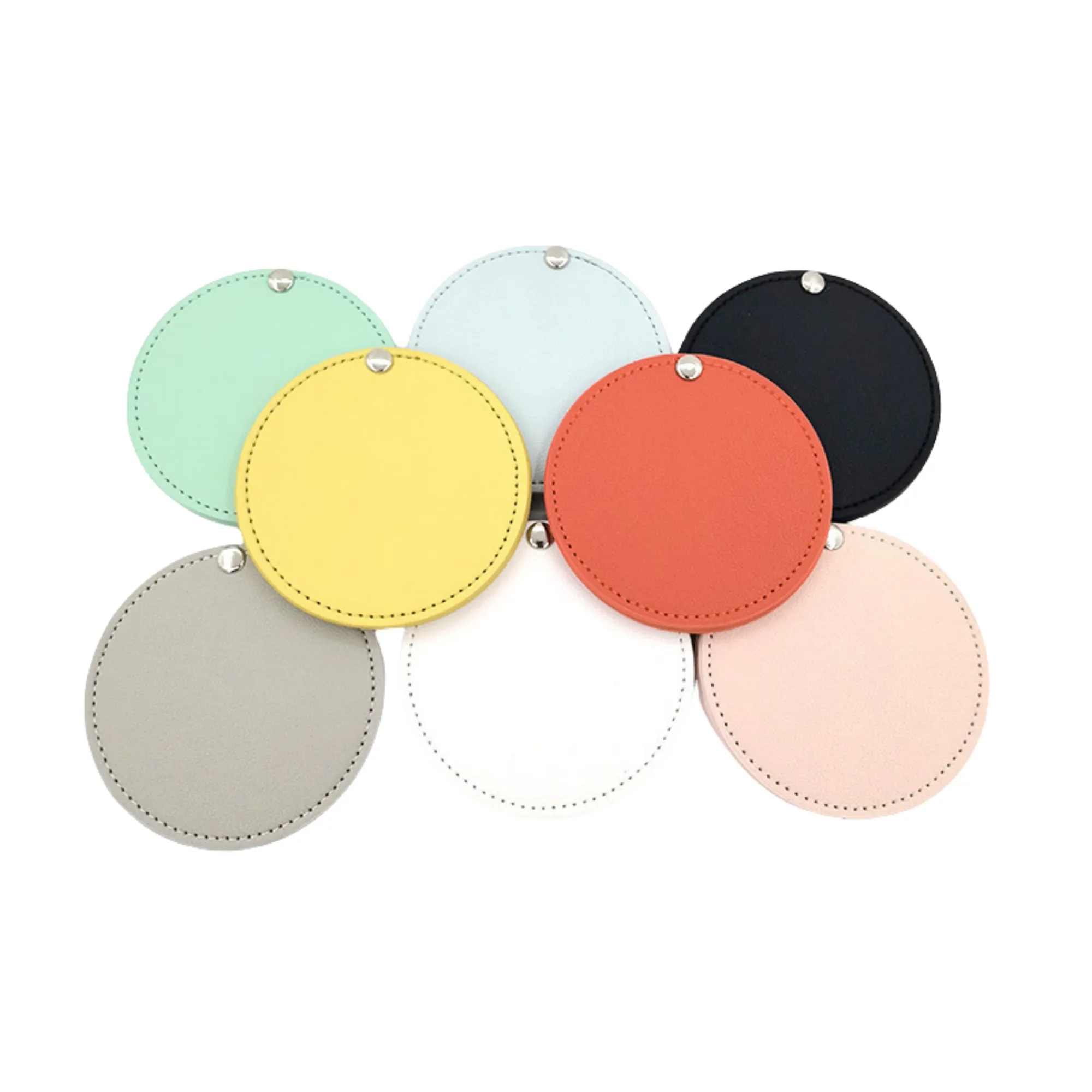 Round Leather Portable Rotating Makeup Mirror 2