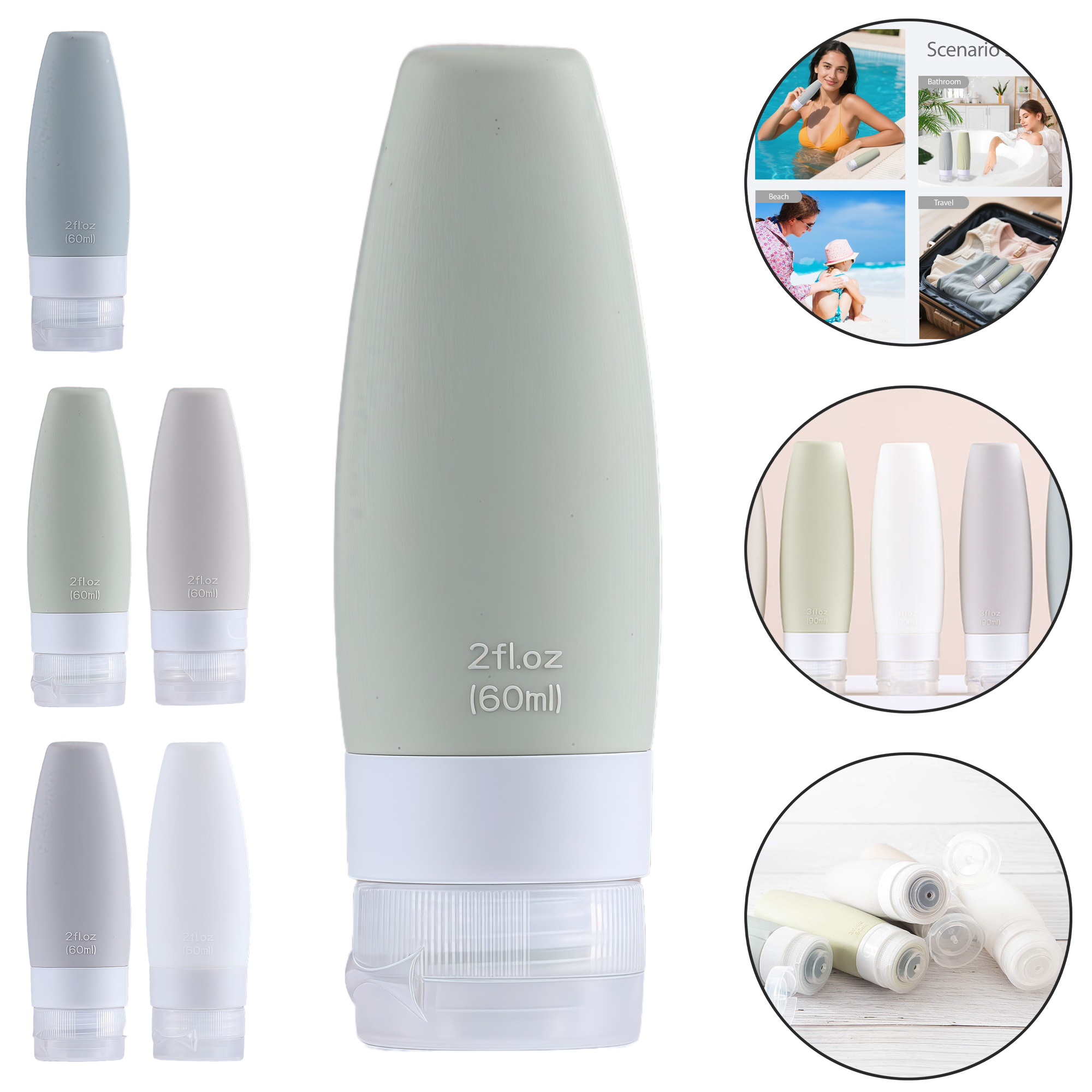 60ML Silicone Travel Refillable Bottle 6