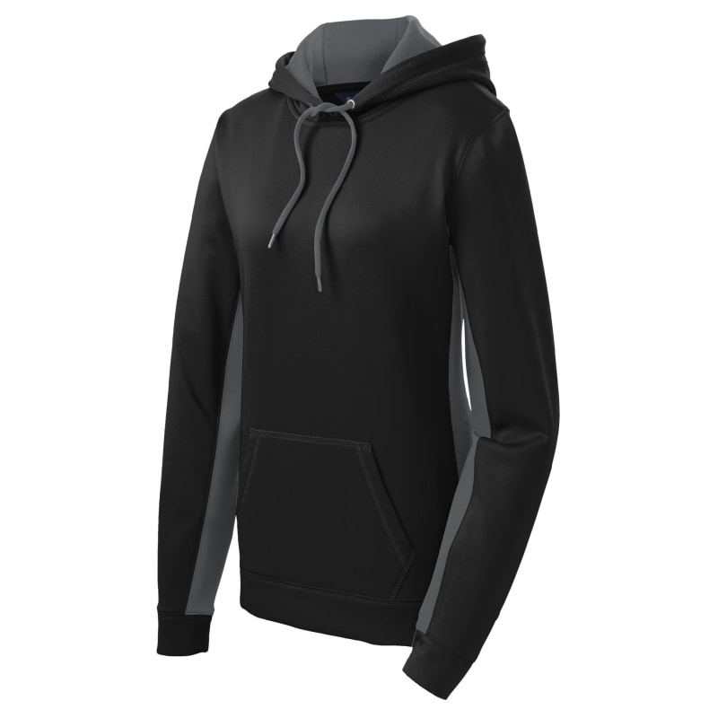 Sport-Tek Women's Sport-Wick Fleece Colorblock Hooded Pullover. 14