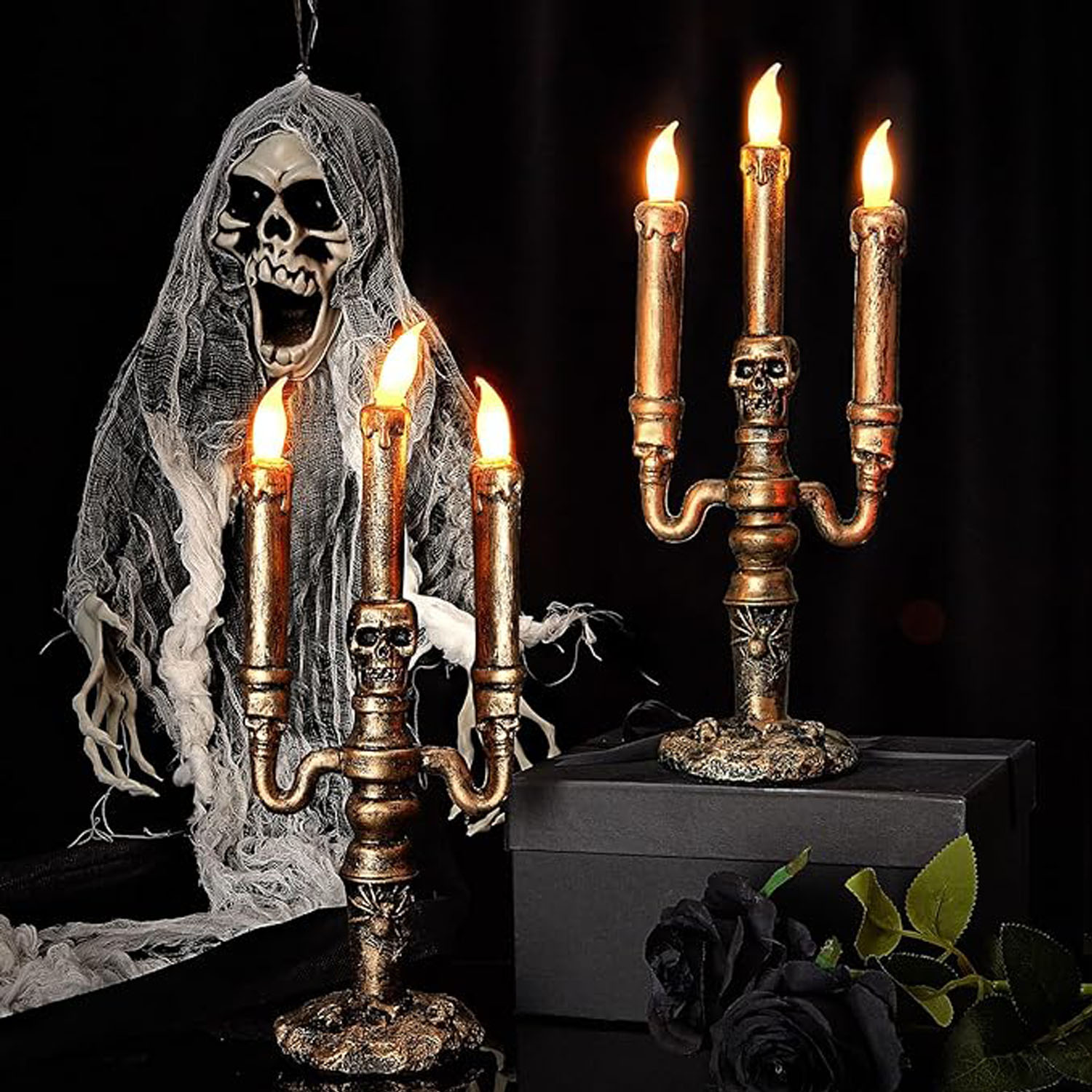 Halloween Skull Candle Table Lamp Desktop Decoration 5