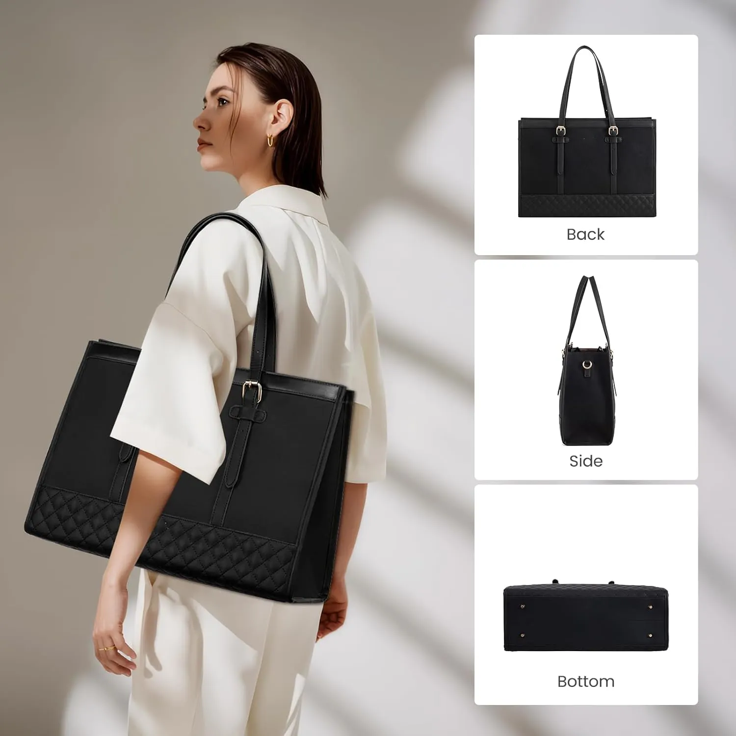 Waterproof PU Leather Laptop Tote Bag 4