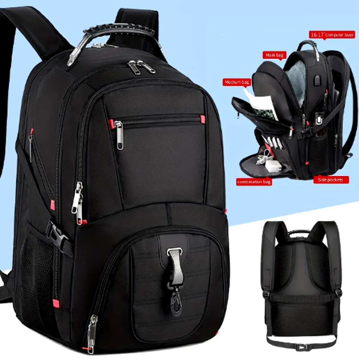Large Laptop Backpack With USB Charging Port 4