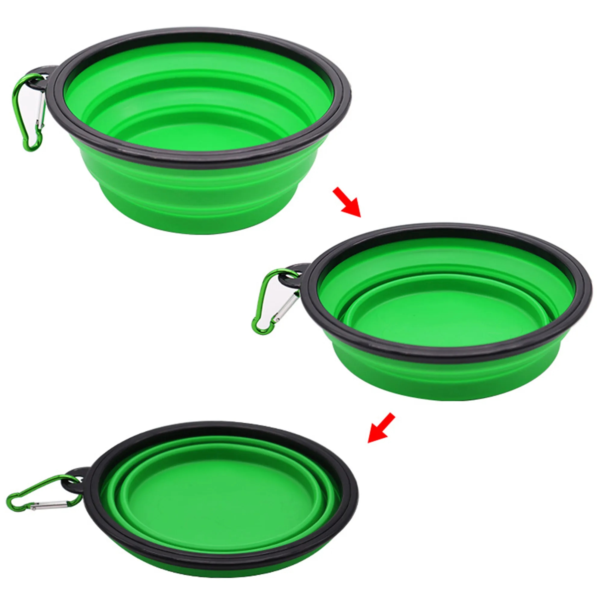 Collapsible Silicone Pet Bowl With Carabiner 2