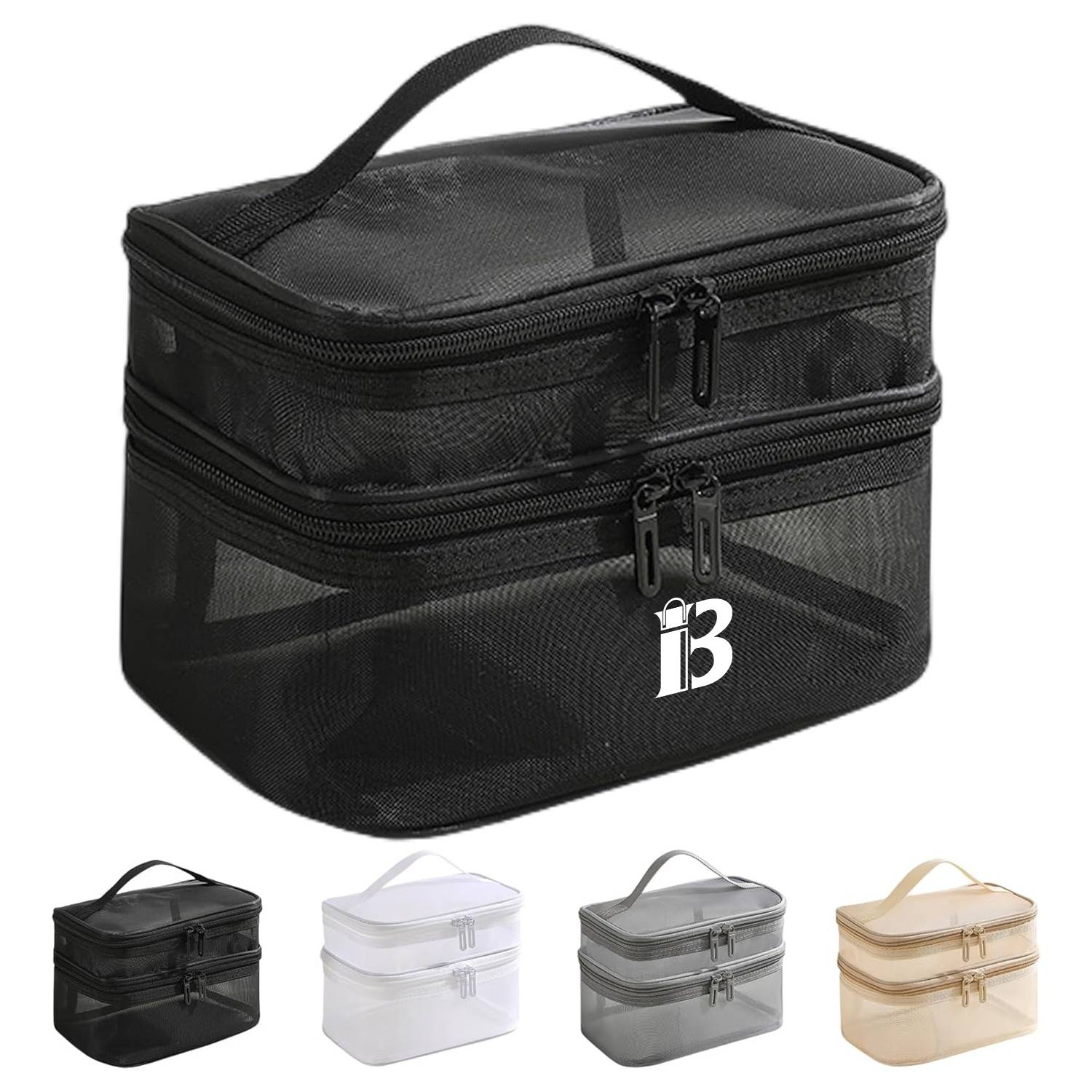 Large Capacity Portable Double Layer Mesh Cosmetics Bag 8