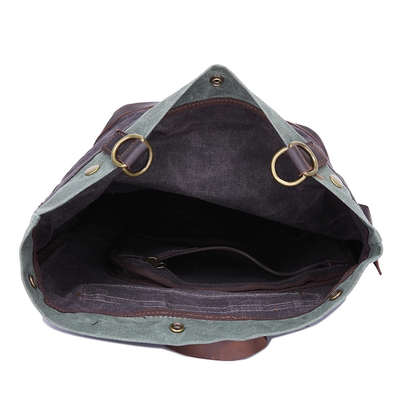 Roll Top Leather Backpack 10