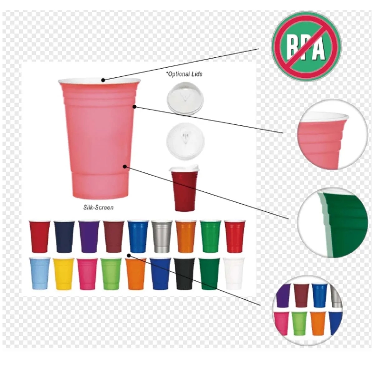 Custom16 Oz Reusable BPA Free Double Wall Plastic Party Cup 6