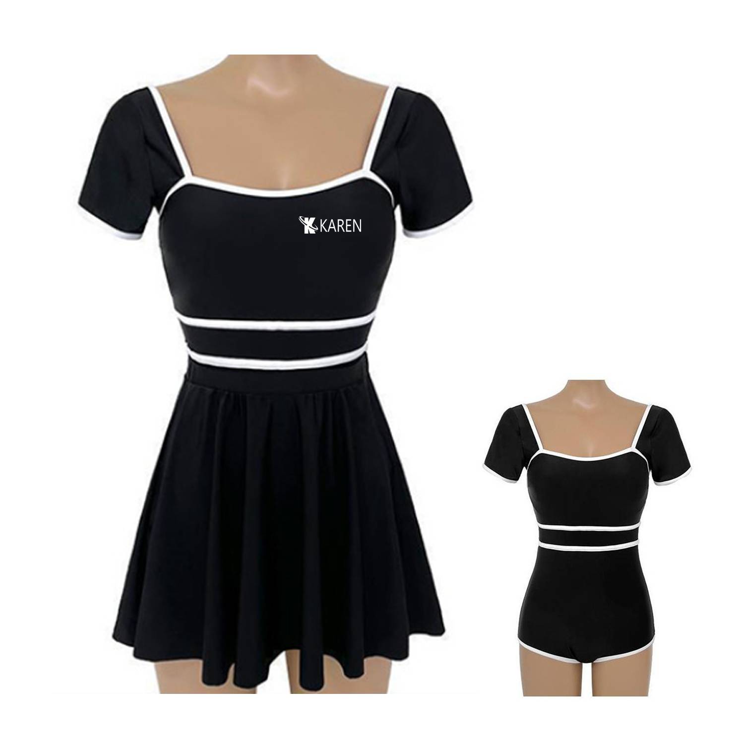 Women's Polyester One-Piece Swimsuit w/ Skirt