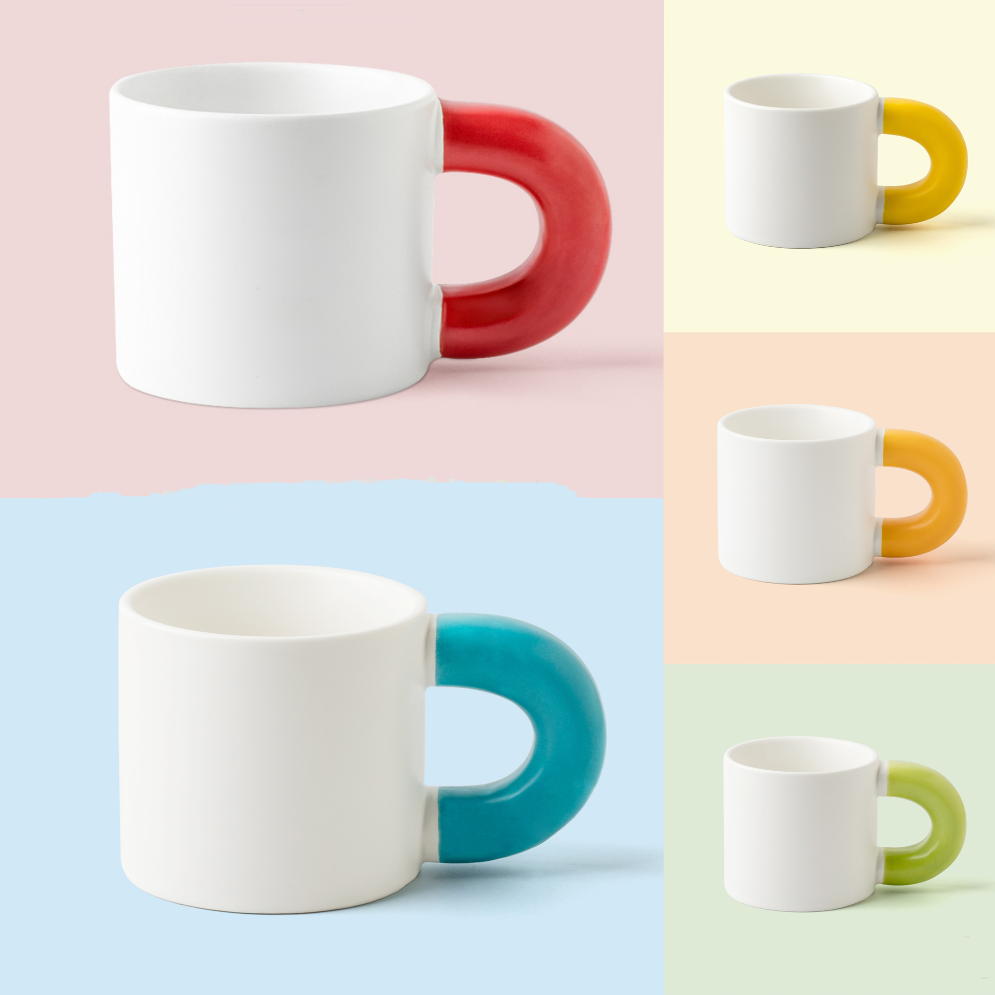 Ceramic Coffee Mug Fat Round Handle 3