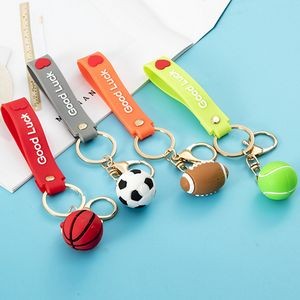 Vibrant 3D Balls PVC Keychain Ring 8