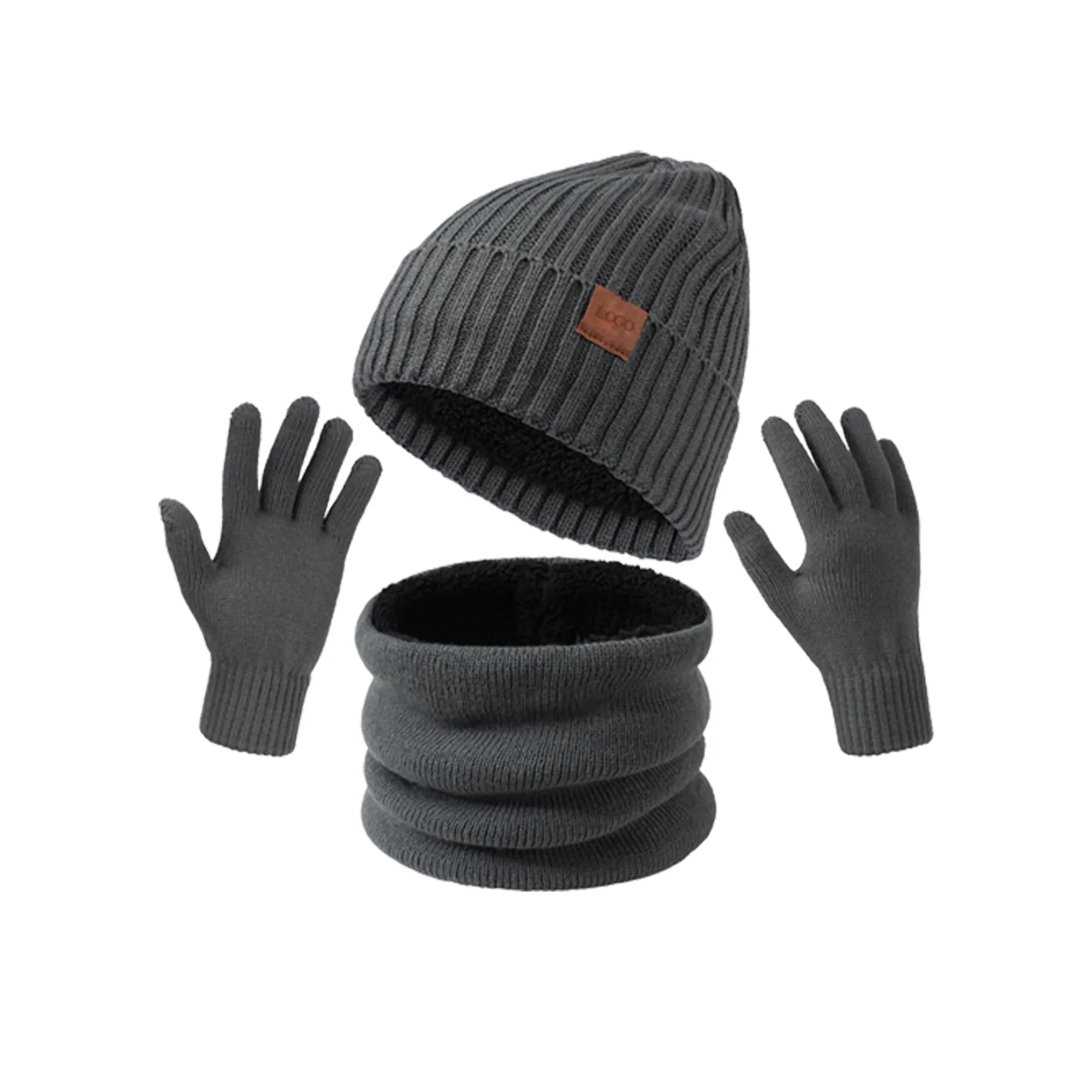 3 Pcs Winter Hat Scarf Gloves Set for Women Men 5