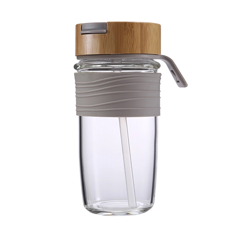 Custom 20 oz Glass Tumbler With Bamboo Lid And Straw 2