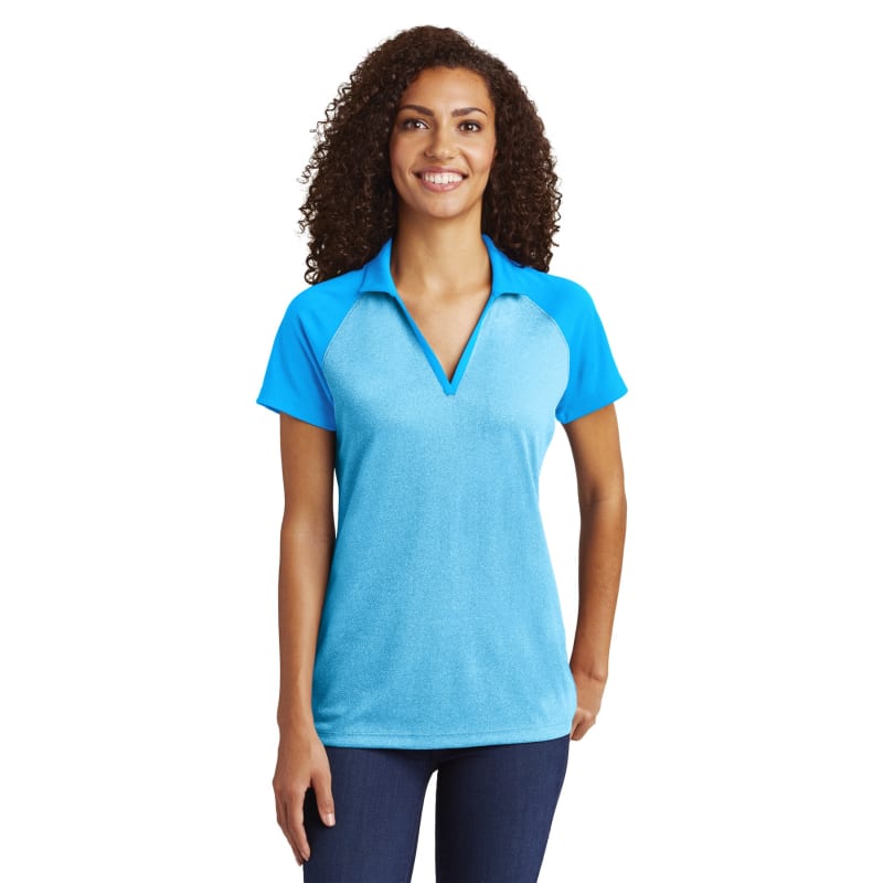 Sport-Tek Women's PosiCharge RacerMesh Raglan Heather Block Polo. 5