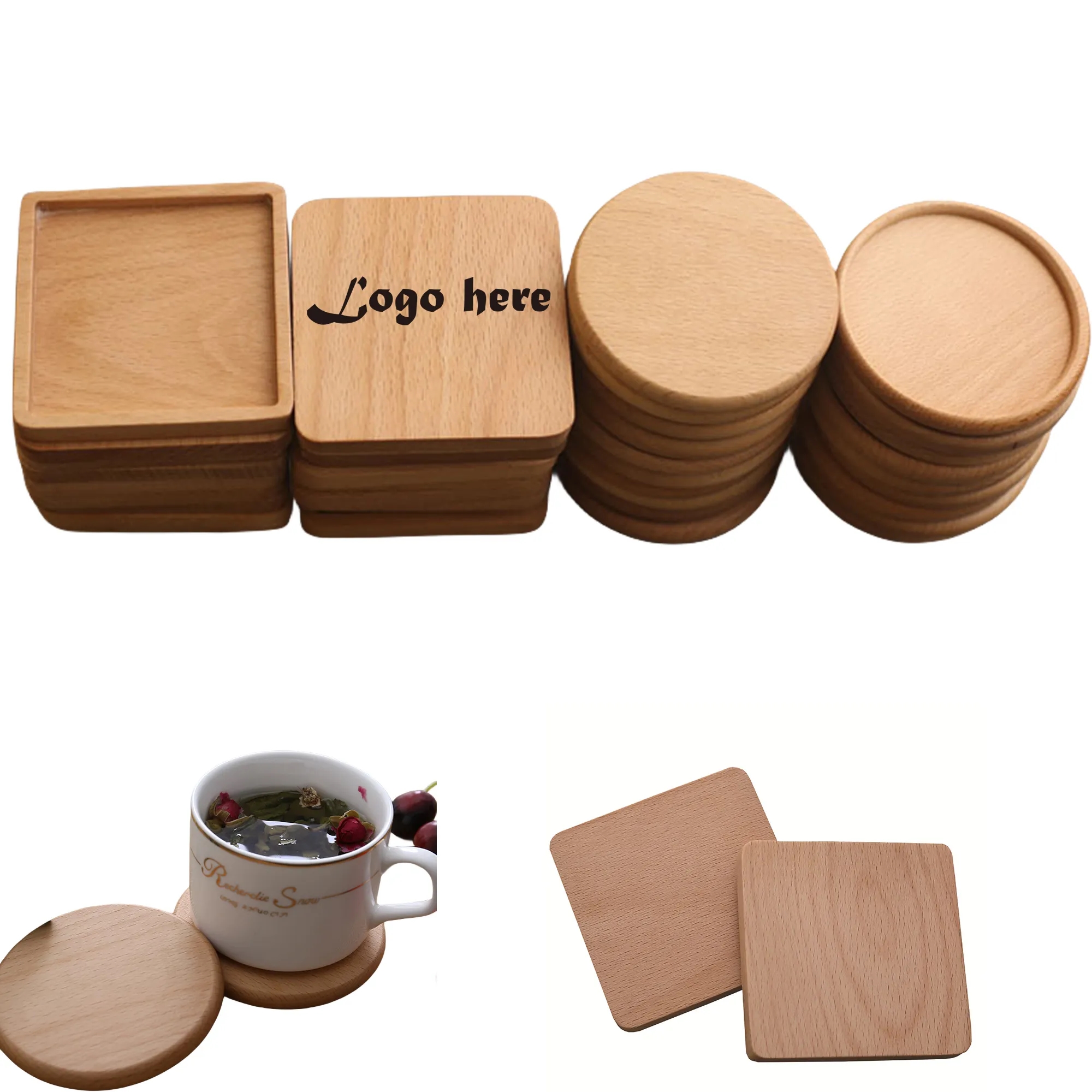 3.5" Customize Anti-spill Design Wood Coaster 2