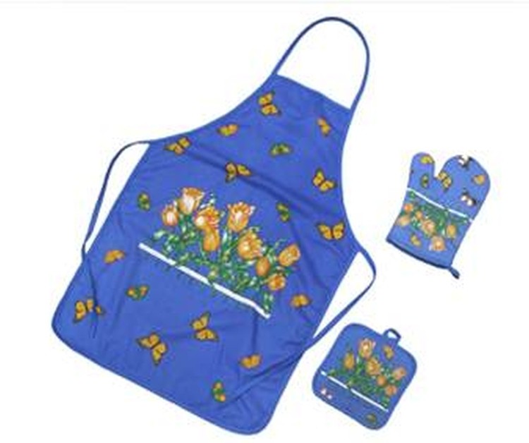Kitchen Cooking Apron Set with Baking Oven Glove and Mat 2