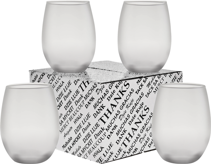 15 oz. Stemless Wine Glass Thank You Set 19