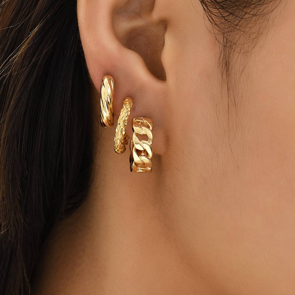 Stainless Steel Gold Hoop Women Earrings 5
