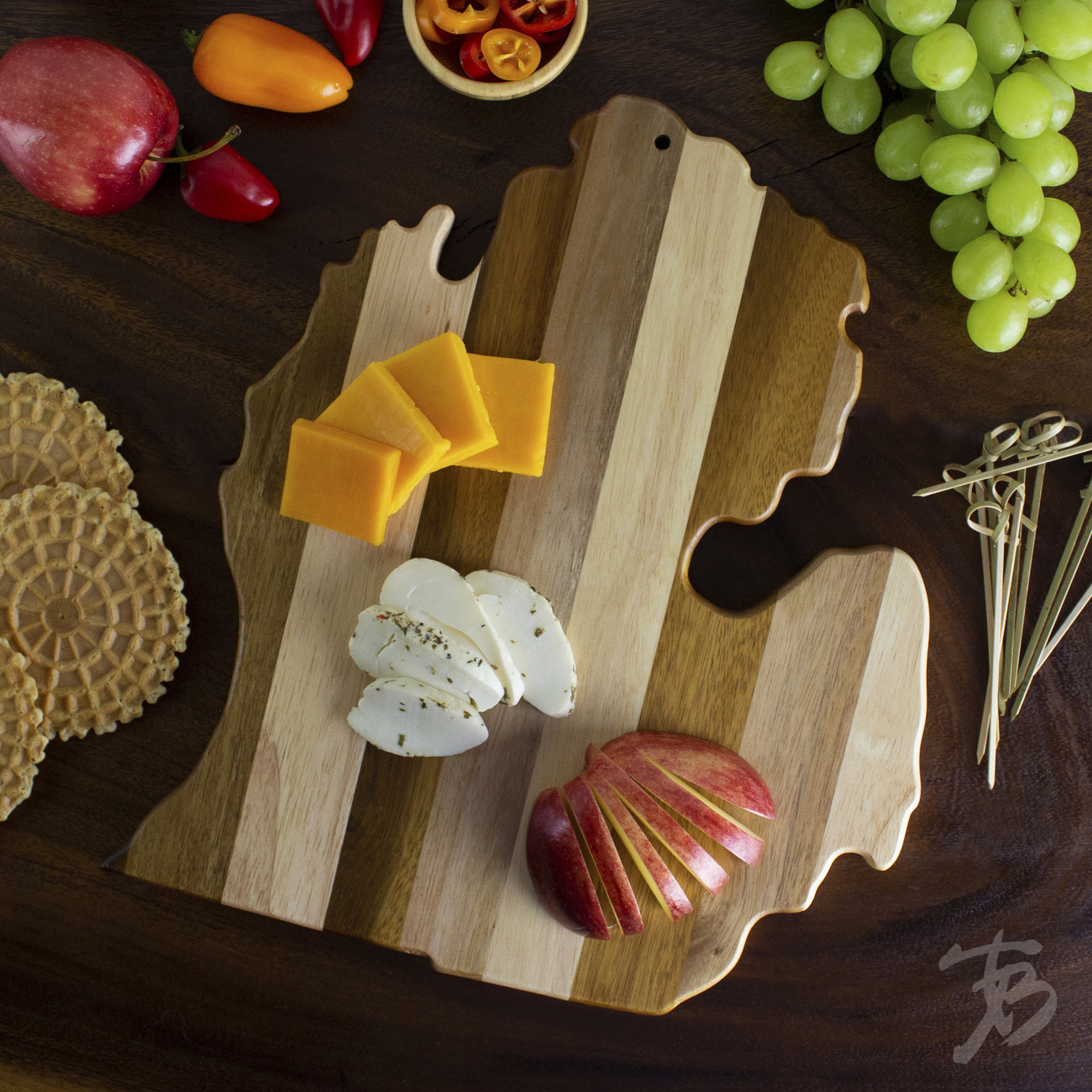 Rock & Branch® Shiplap Series Michigan State Shaped Wood Serving and Cutting Board 3