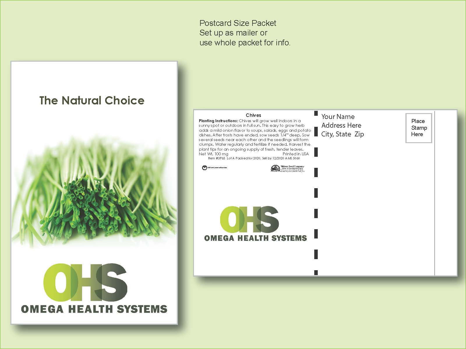 Chives Herb Seed Packet - Postcard Mailer Size 4" x 6.5" 2
