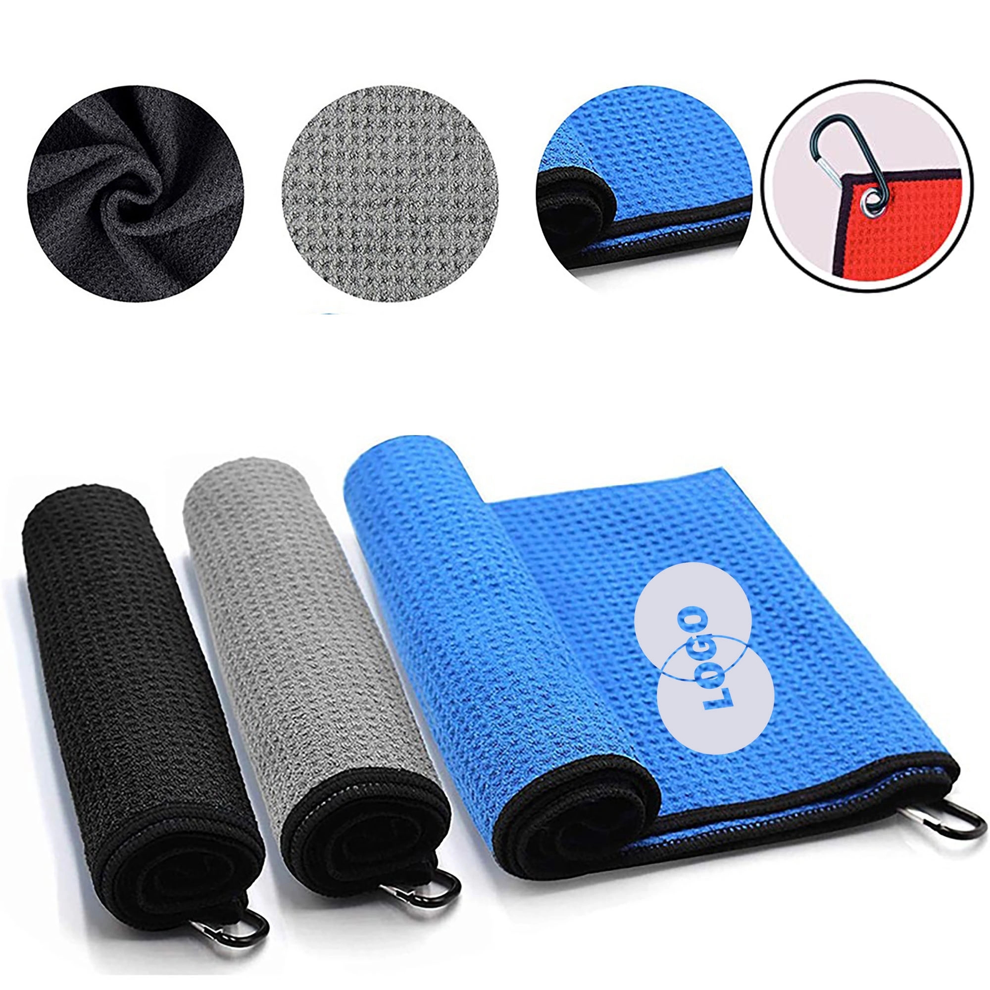 Embroidered Golf Towel With Carabiner 2