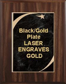 7" x 9" Classic Walnut Finish Plaque with a Black Victory Star Marble Plate 2