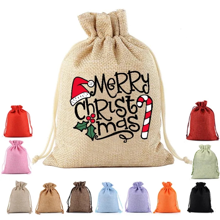 Custom Jute Drawstring Gift Bag - 4''w x 5.5''h 2