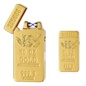 Exquisite Gold Break Shaped Dual E Arc Lighter With Phoenix Mark 24
