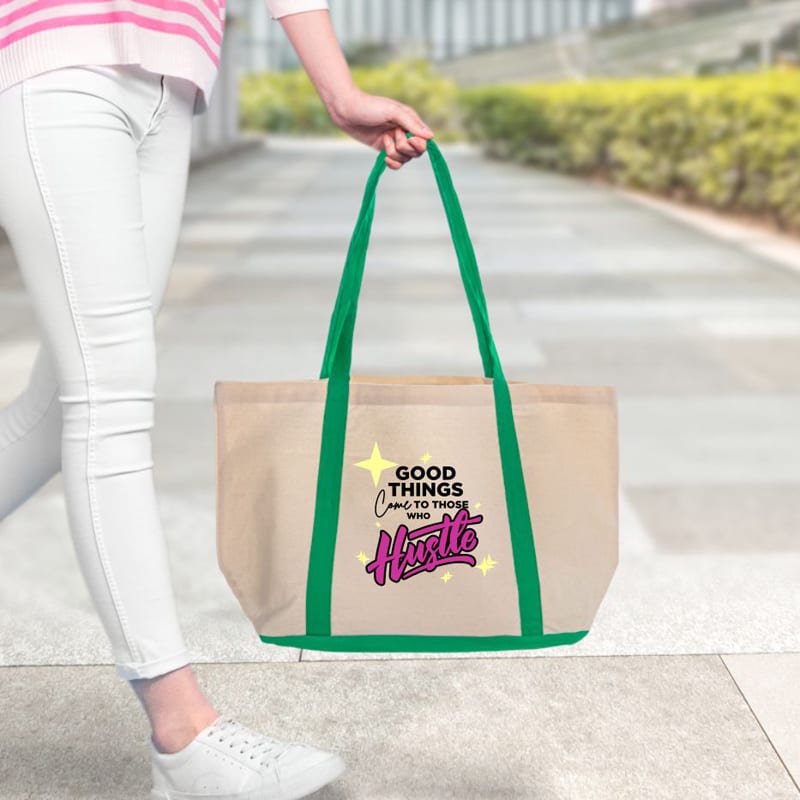 Custom Two Tone Cotton Canvas Tote Bags, custom tote bag with logo imprint 7
