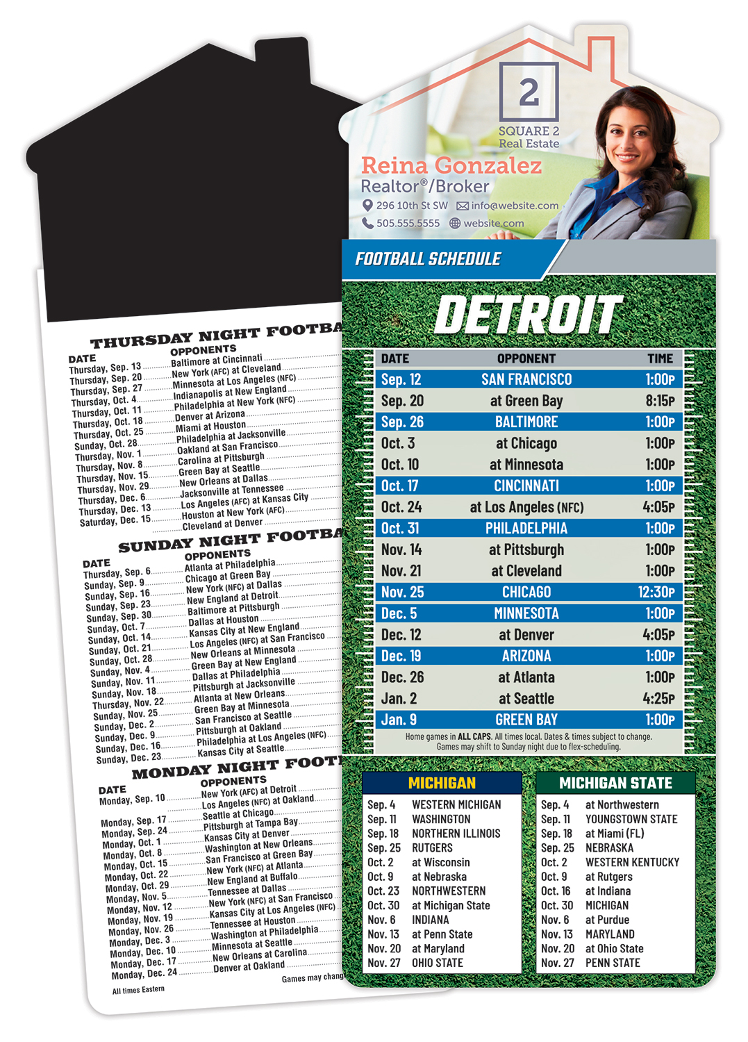 Magna-Card House Shape Magnet Football Schedules (3.5x9)