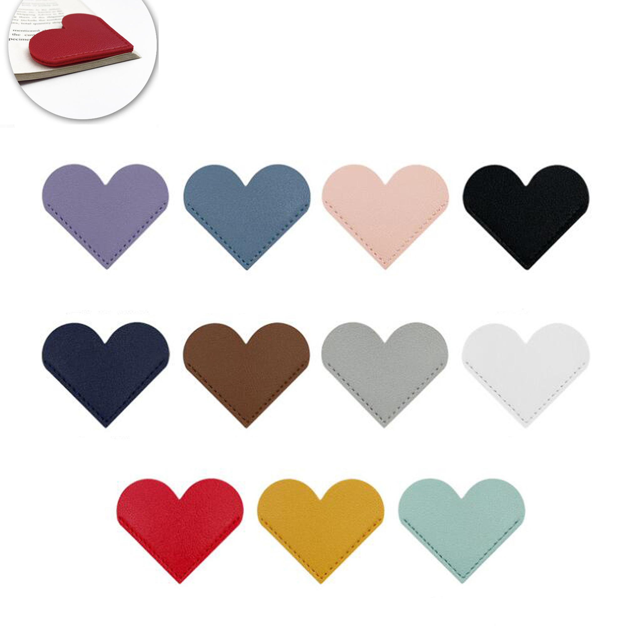 Custom Leather Heart Corner Bookmark 2