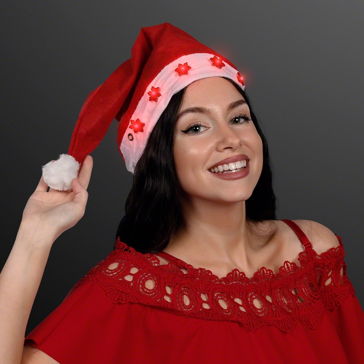 Light up Santa hat with snowflakes 2