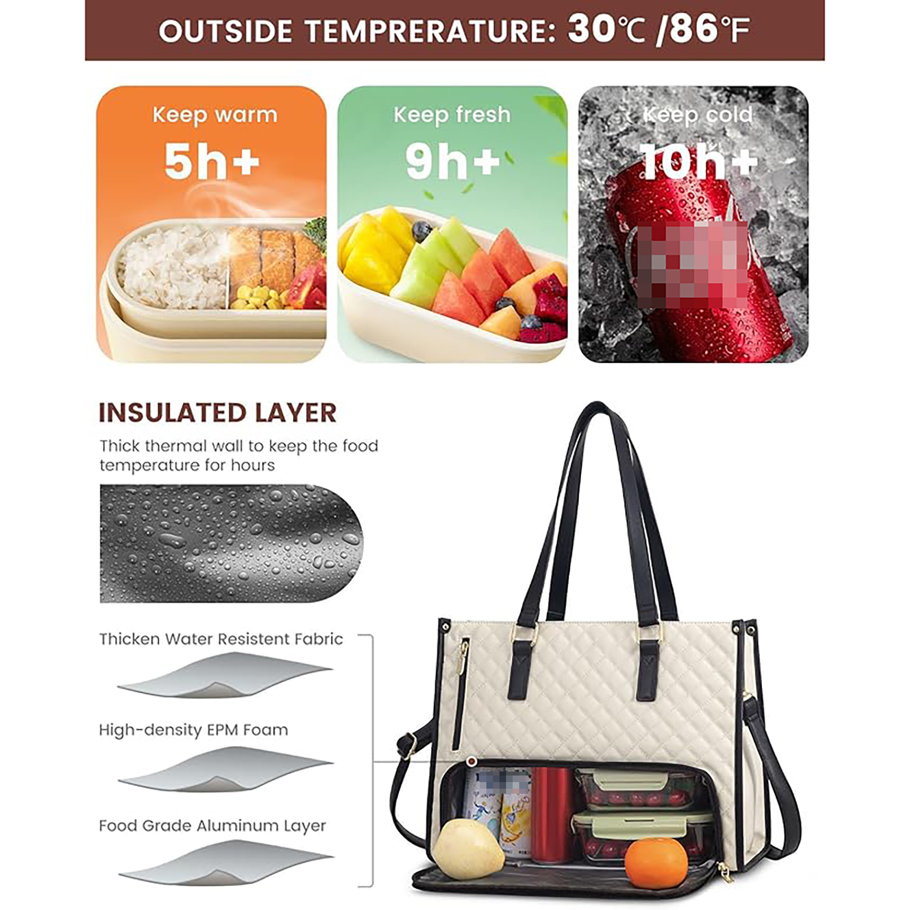 PU leather Lunch Tote Bag 5