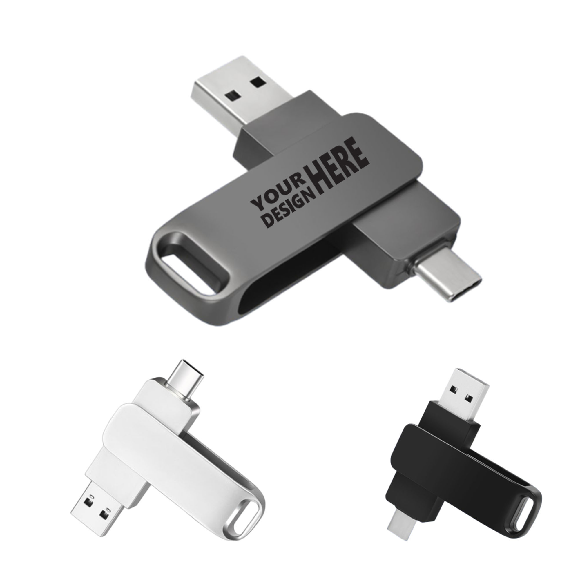 Customizable Rotating Dual Head USB Drive 2