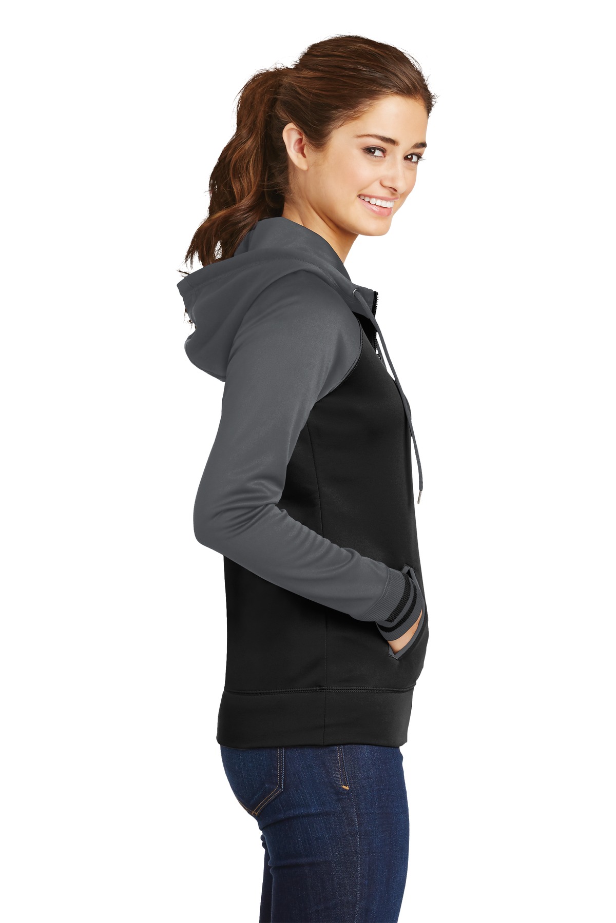 Sport-Tek Women's Sport-Wick Varsity Fleece Full-Zip Hooded Jacket. LST236 29