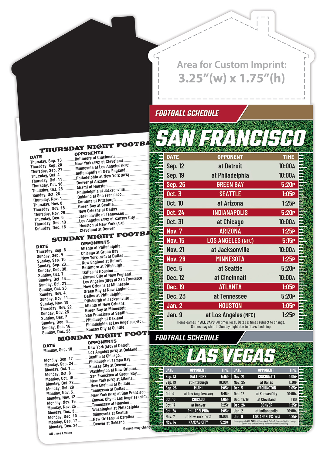 Magna-Card House Shape Magnet Football Schedules (3.5x9)