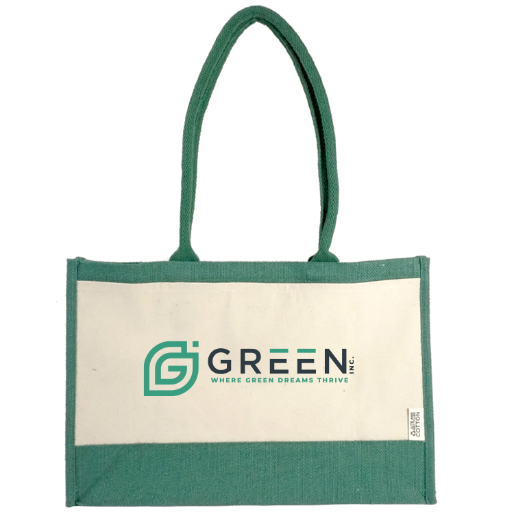 Seattle Recycled Cotton Front Pocket Jute Shopper Tote 19