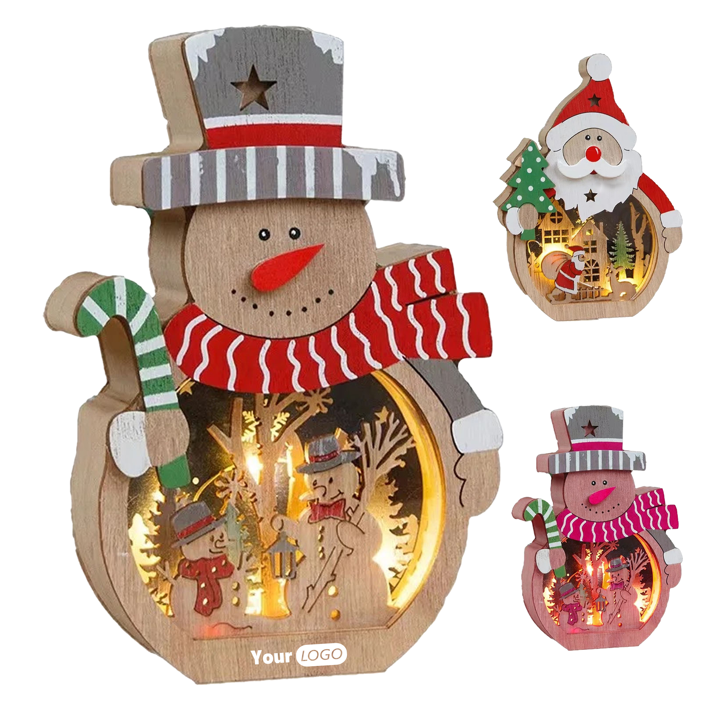 Wood Rustic Christmas Decorations With Led Lights ?C Warm And Cozy Ambience 3